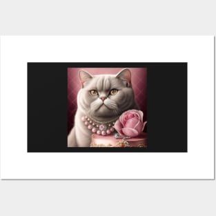 Rosey Cake And British Shorthair Posters and Art